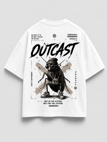 "Outcast" Cyber-Streetwear Oversized Tee – White