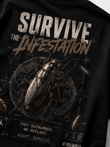 Infestation Oversized Graphic Tee – Black