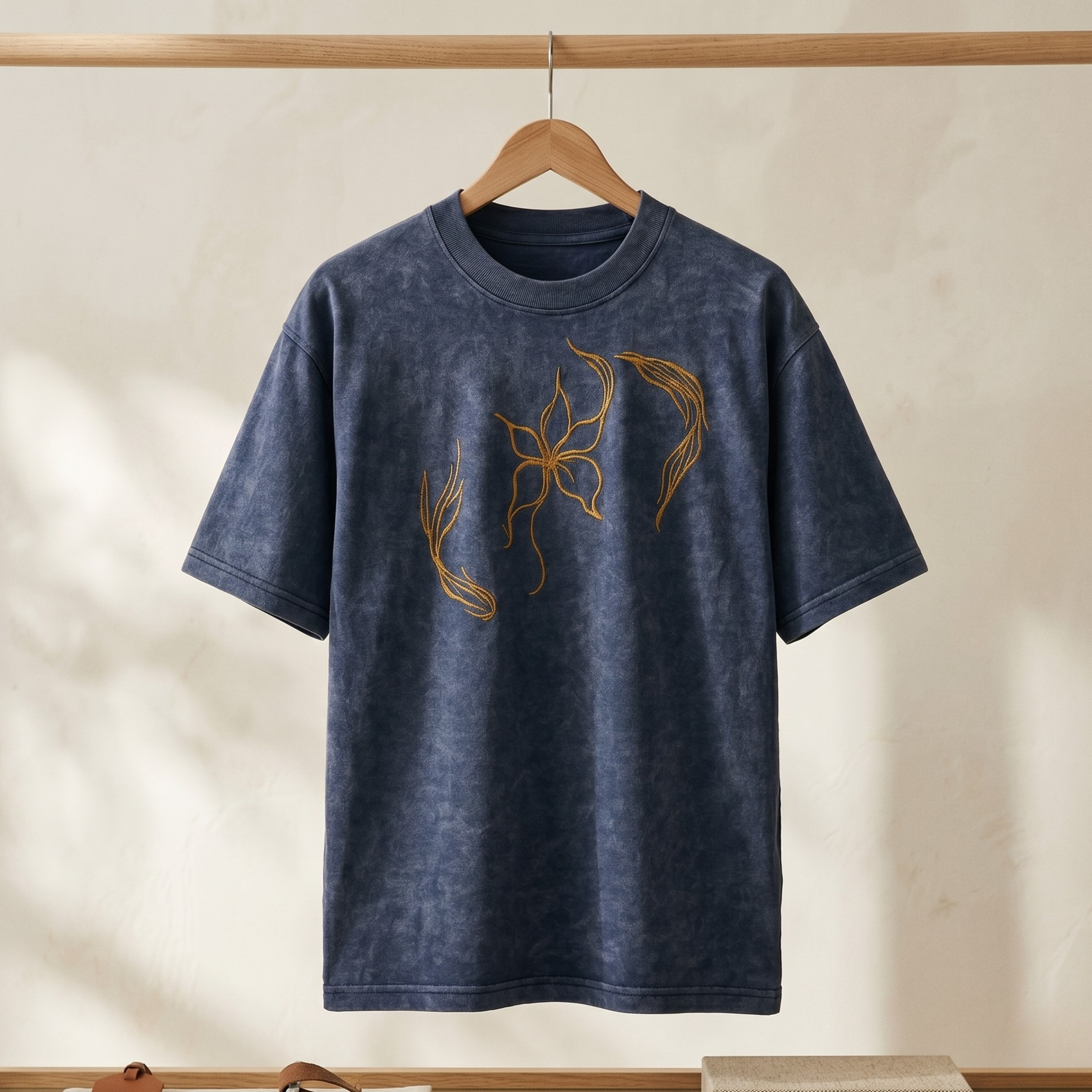 Unisex Soft Breathabe Blue Oversized Acid Wash StreetWear T Shirt