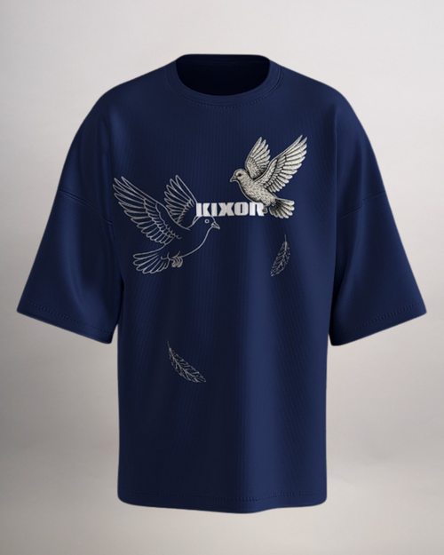 KIXOR "Free Mind" Oversized T-Shirt – Navy Blue