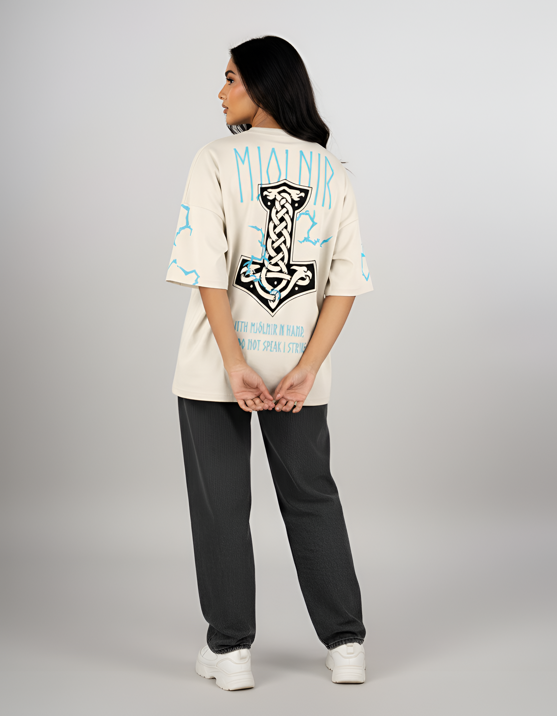 KIXOR "Mjölnir Strike" Unisex Oversized T-Shirt – White