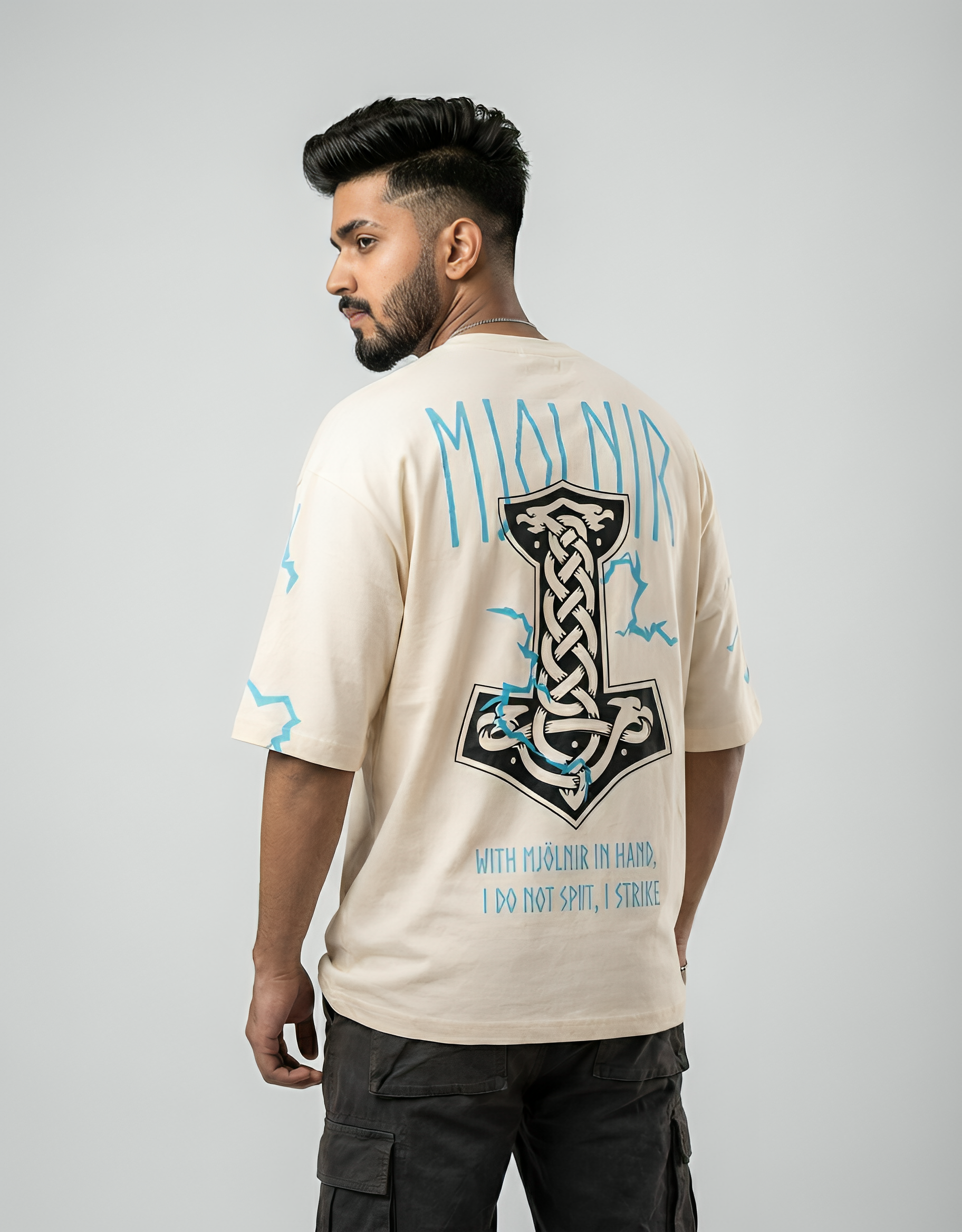 KIXOR "Mjölnir Strike" Unisex Oversized T-Shirt – White