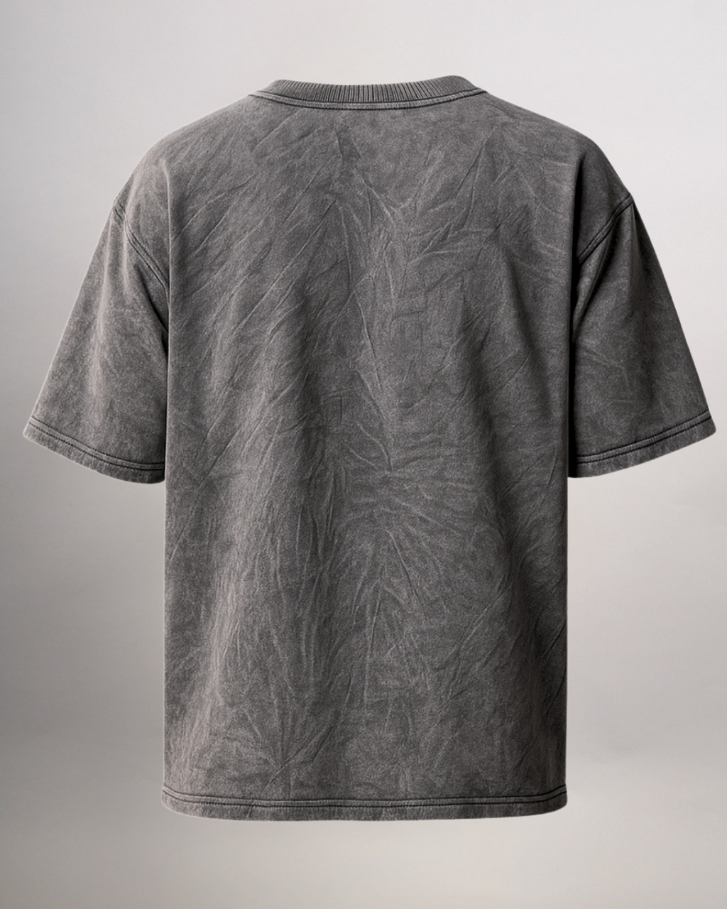 Charcoal Acid Wash Oversized T-Shirt with Bird Embroidery