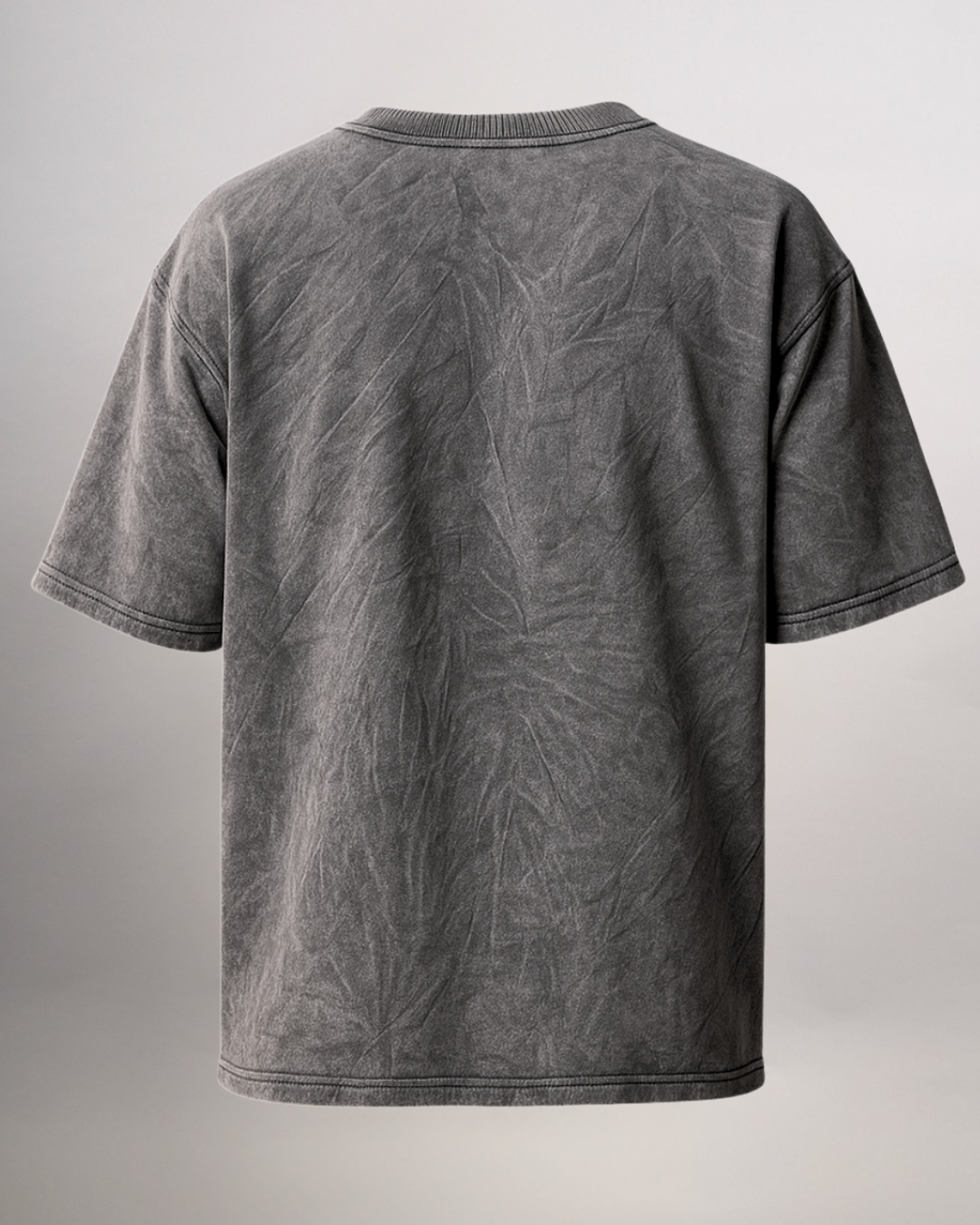Charcoal Acid Wash Oversized T-Shirt with Bird Embroidery