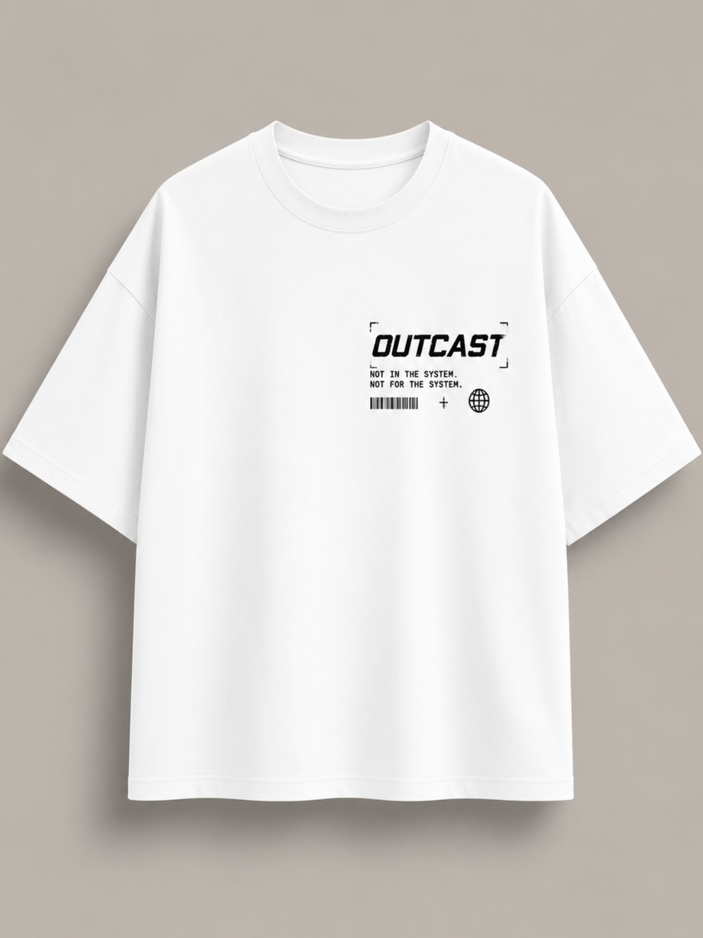 "Outcast" Cyber-Streetwear Oversized Tee – White