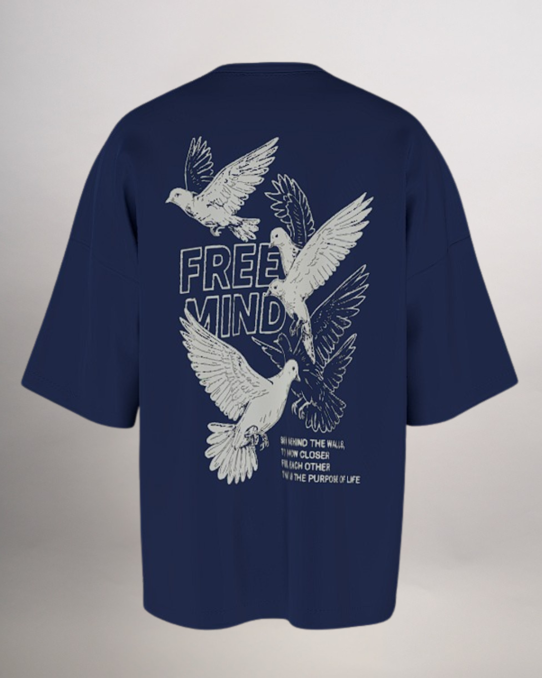 KIXOR "Free Mind" Oversized T-Shirt – Navy Blue