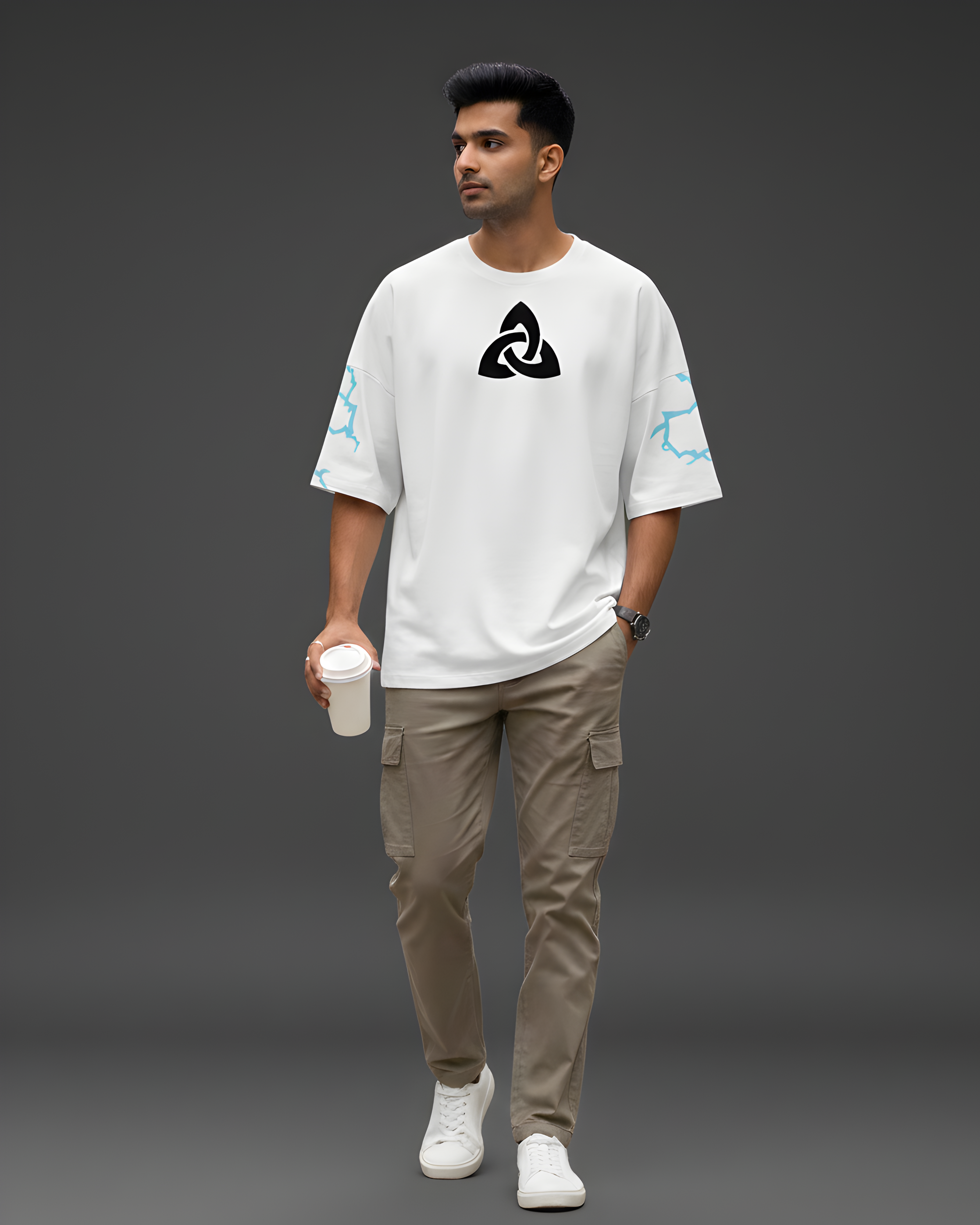 KIXOR "Mjölnir Strike" Unisex Oversized T-Shirt – White