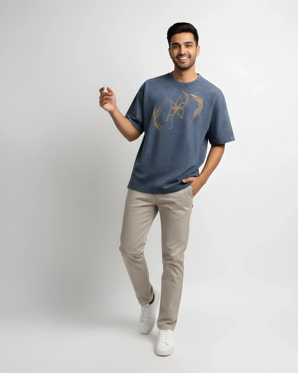 Blue Acid Wash Bird Tee