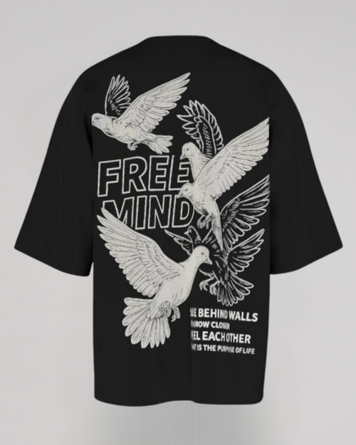 KIXOR "Free Mind" Oversized T-Shirt – Black