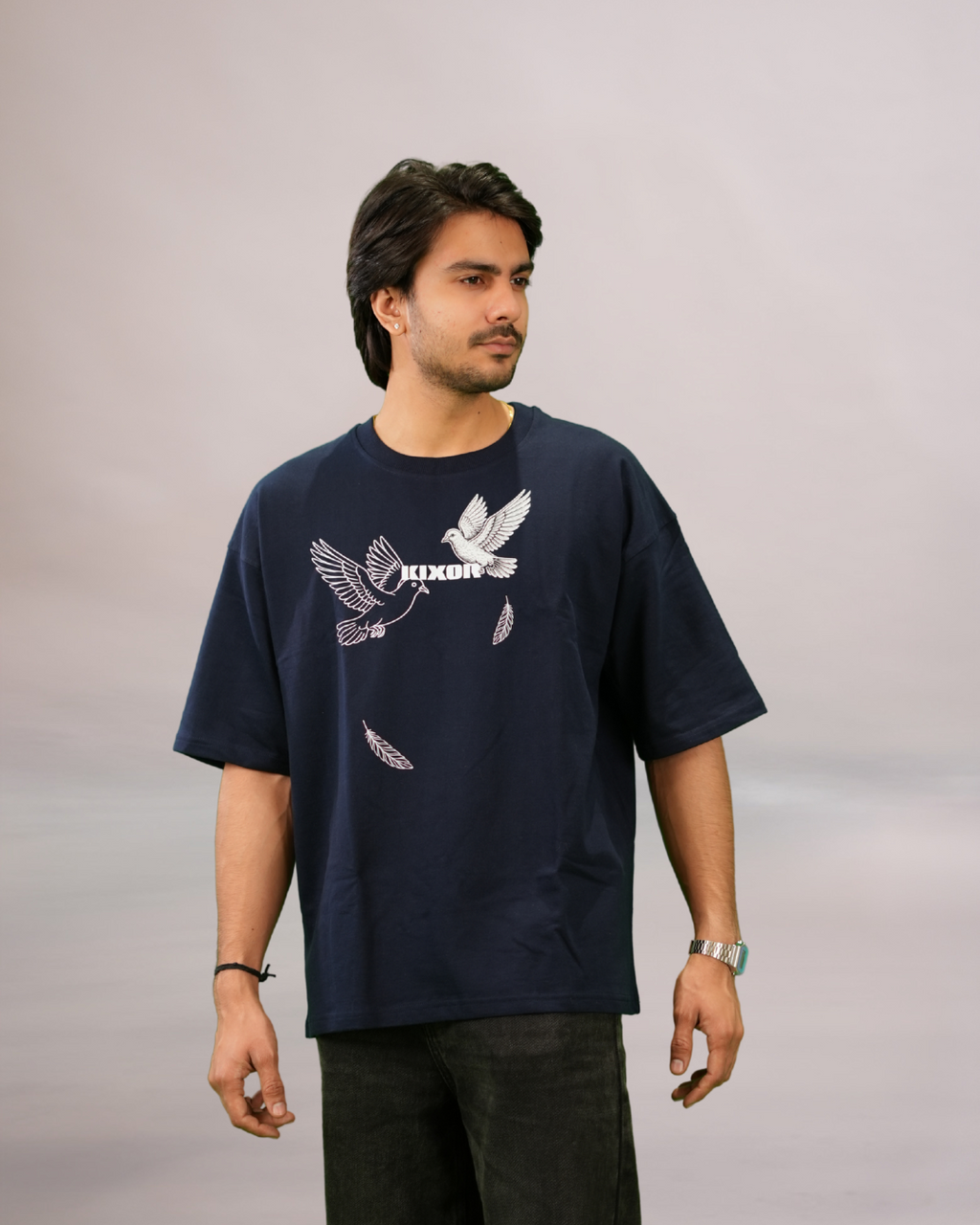 KIXOR "Free Mind" Oversized T-Shirt – Navy Blue
