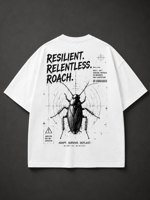 Survival Club "Resilient Roach" Oversized Tee – White