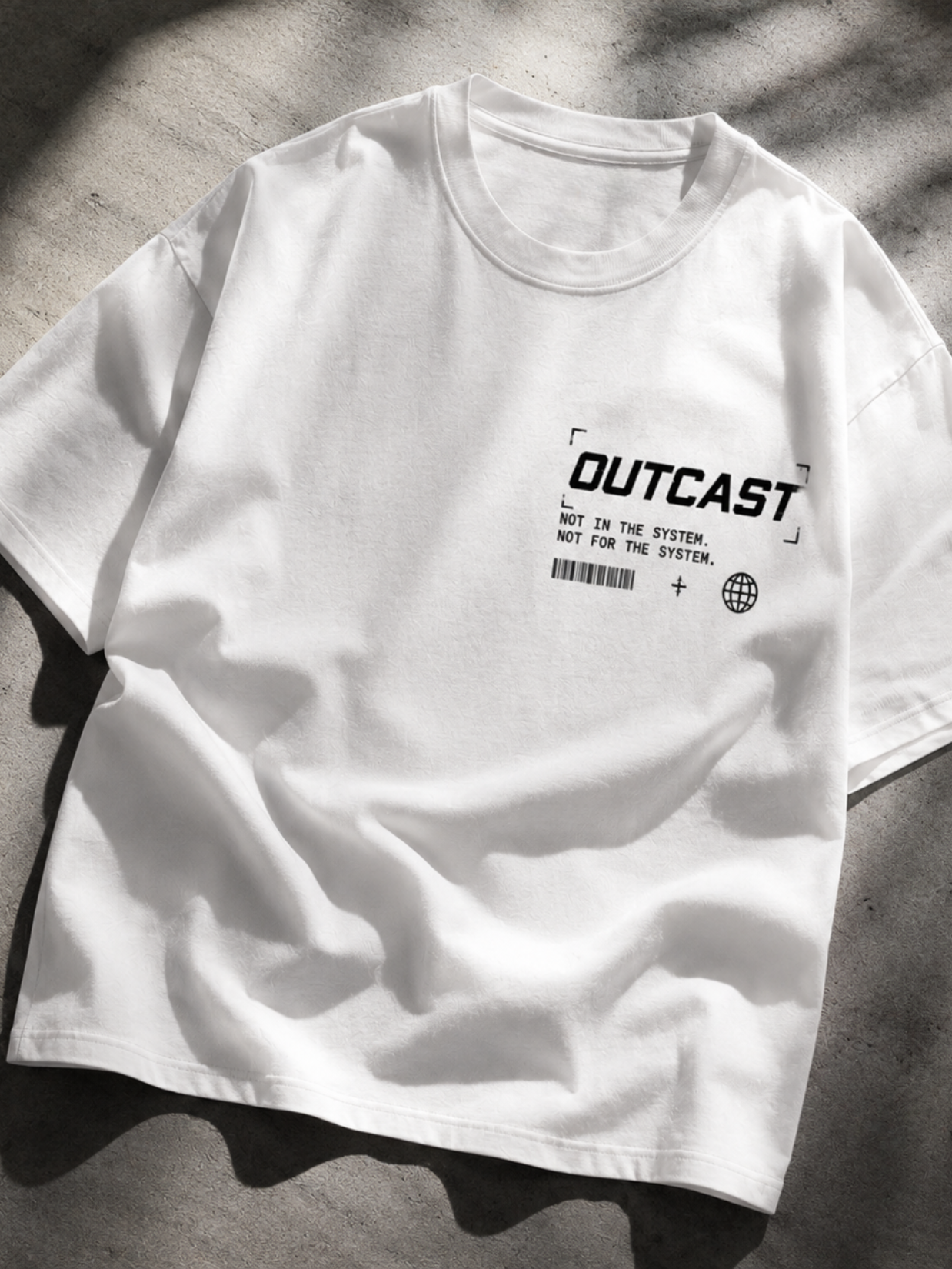 "Outcast" Cyber-Streetwear Oversized Tee – White