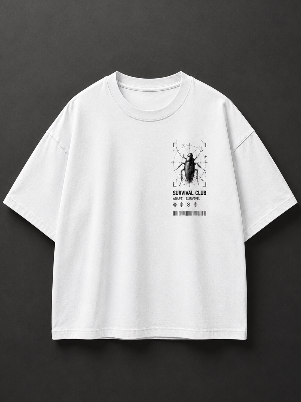 Survival Club "Resilient Roach" Oversized Tee – White