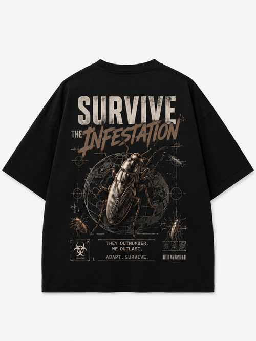 Infestation Oversized Graphic Tee – Black
