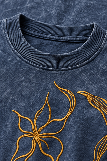 Blue Acid Wash Bird Tee