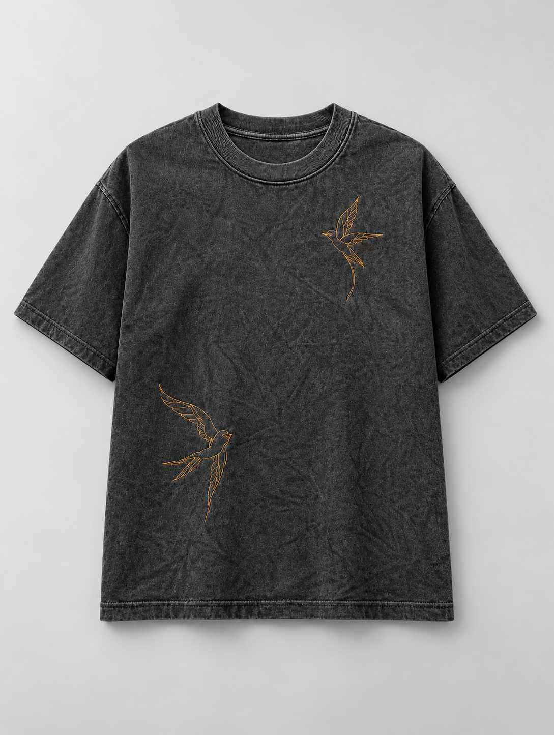 Charcoal Acid Wash Bird Tee