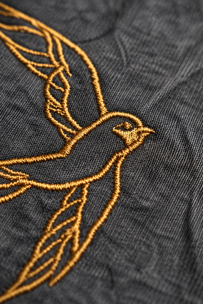 Charcoal Acid Wash Bird Tee