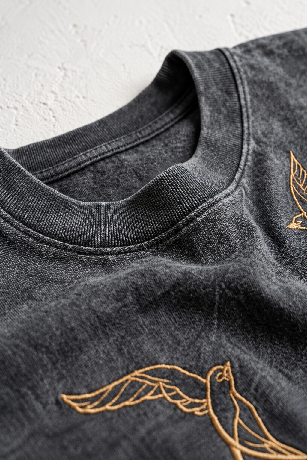 Charcoal Acid Wash Bird Tee