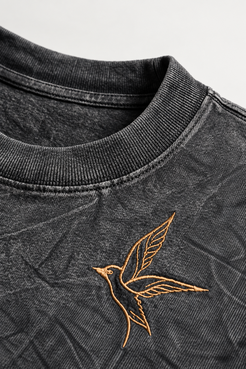 Charcoal Acid Wash Bird Tee