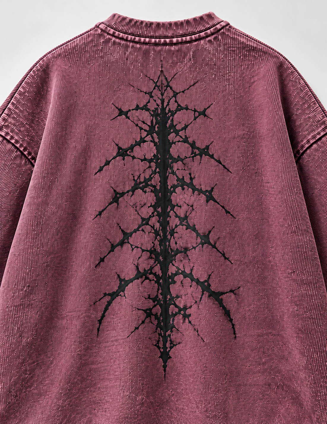 Kixor Burgundy Waffle Boxy Fit Graphic T-Shirt