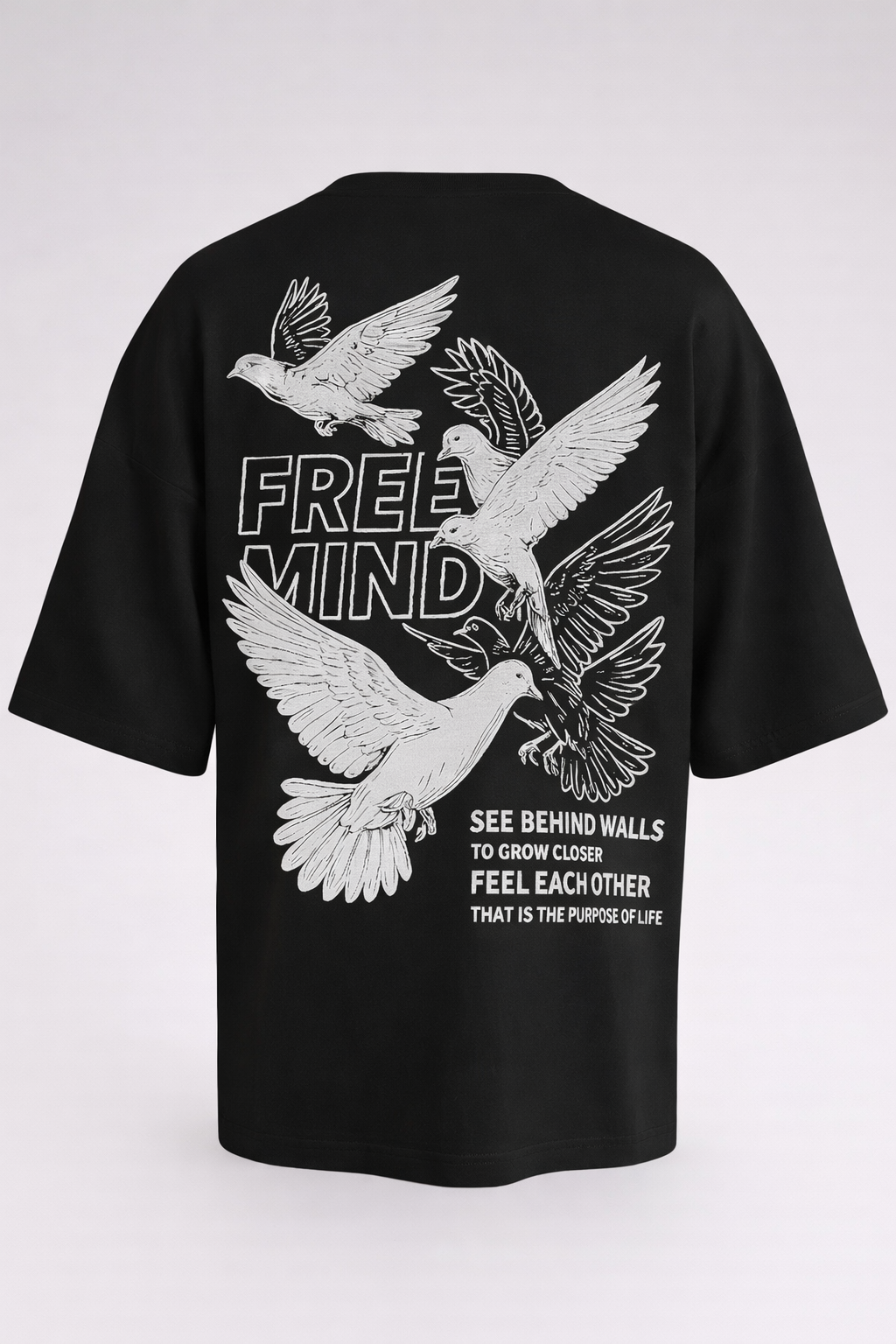KIXOR "Free Mind" Unisex Oversized T-Shirt – Black