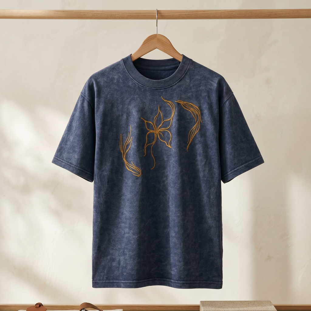 Blue Acid Wash Bird Tee