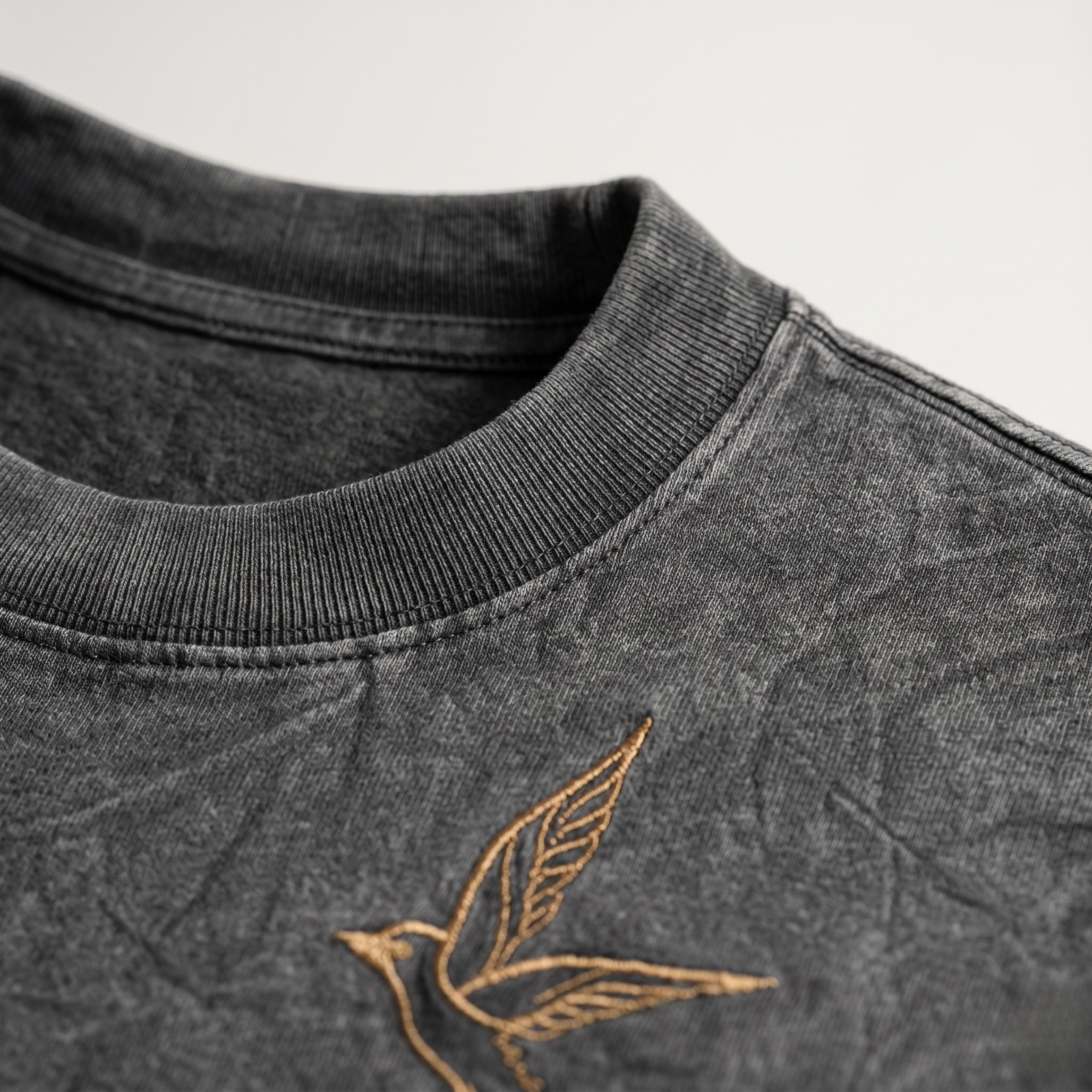 Charcoal Acid Wash Bird Tee