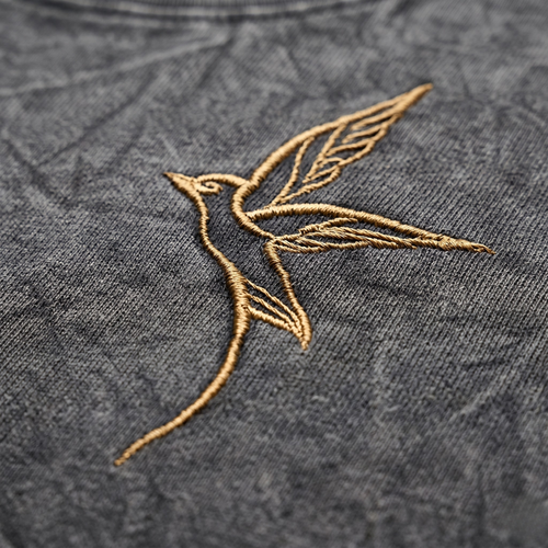 Charcoal Acid Wash Bird Tee