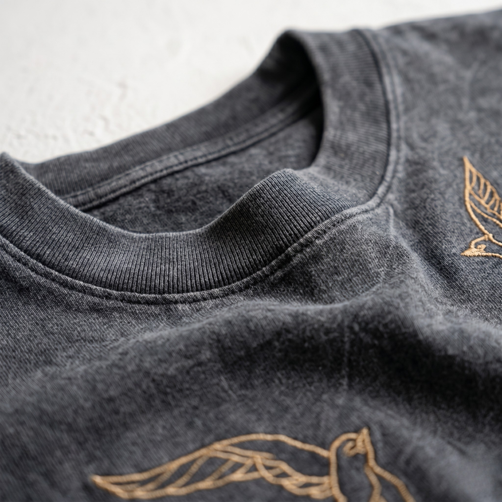 Charcoal Acid Wash Bird Tee