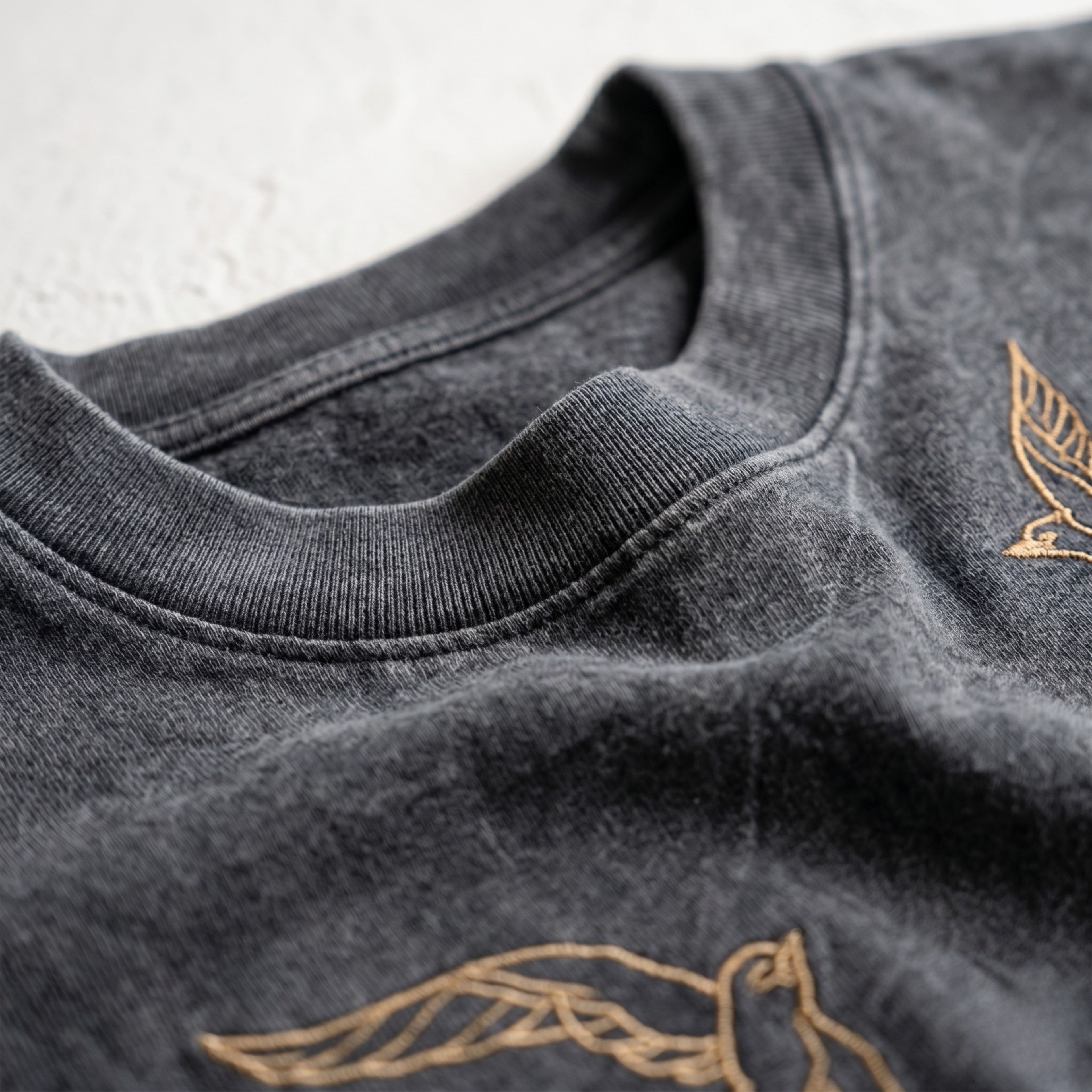 Charcoal Acid Wash Bird Tee