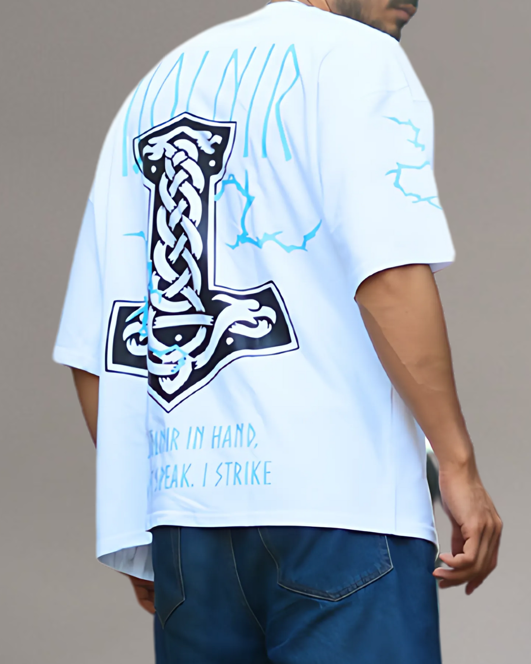 KIXOR "Mjölnir Strike" Oversized T-Shirt – White