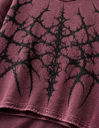Kixor Burgundy Waffle Boxy Fit Graphic T-Shirt